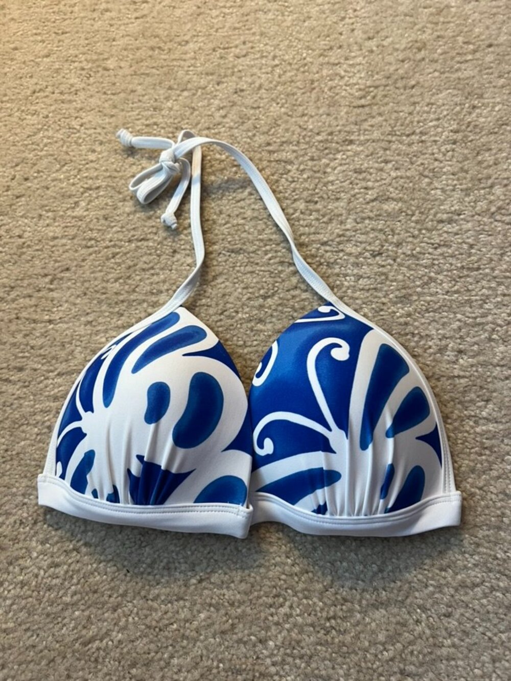 Venus Blue and White Bikini Top